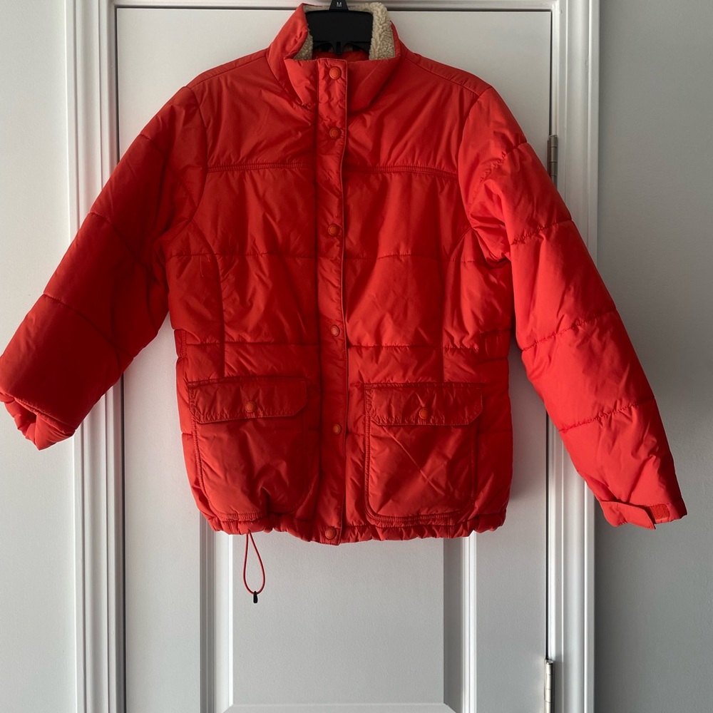Lands End Orange Puffer Coat